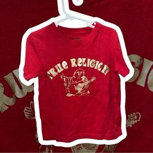 True Religion Kids Red Tee with Gold Graphic